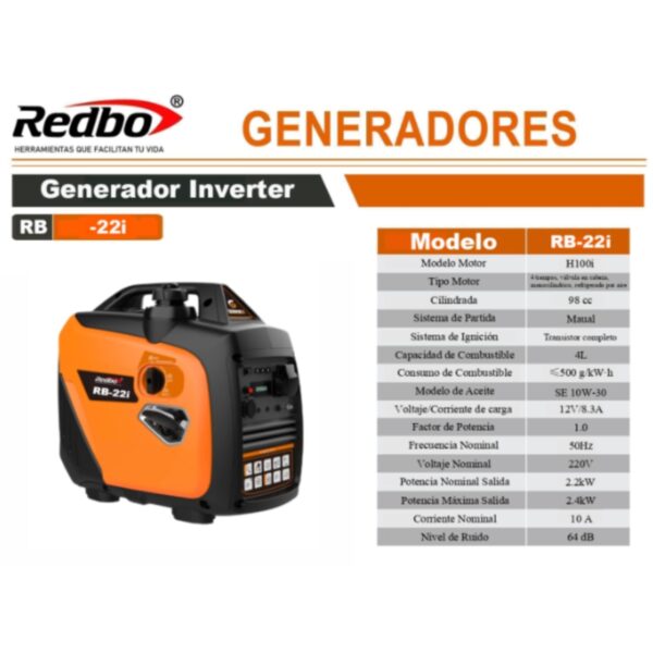 Generador Gasolina Inverter RB-22i 2,4 KVA REDBO - Image 4